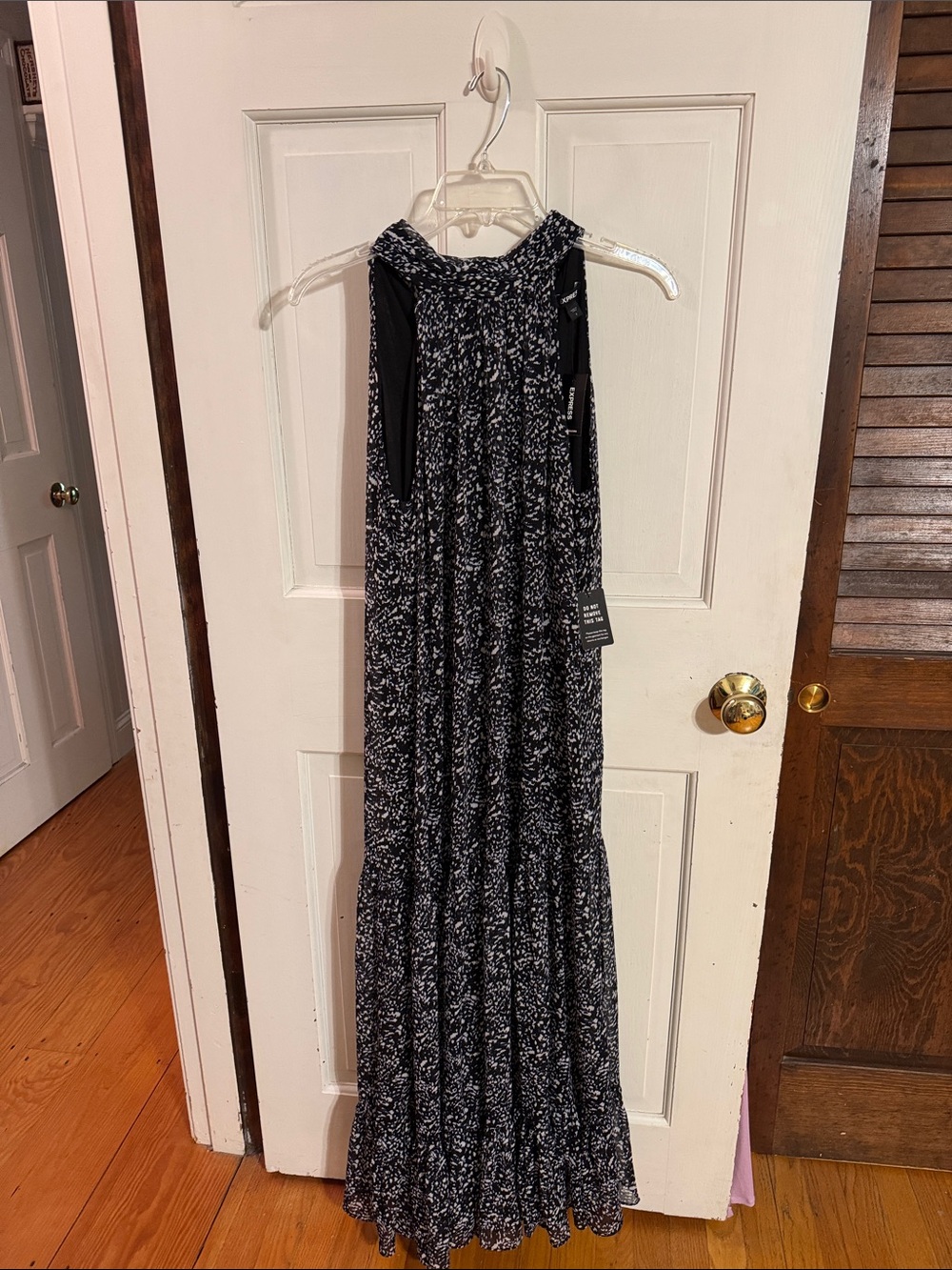 Express Black and White Halter Print Maxi Dress